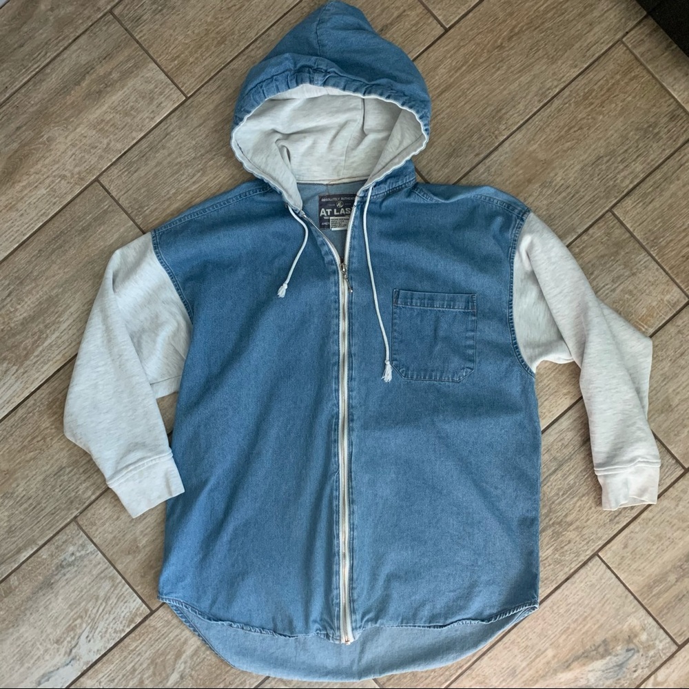 Vintage 90s denim/ chambray color block jacket
